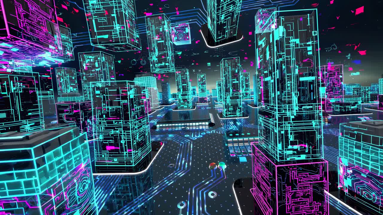 el paisaje urbano cyberpunk futurista