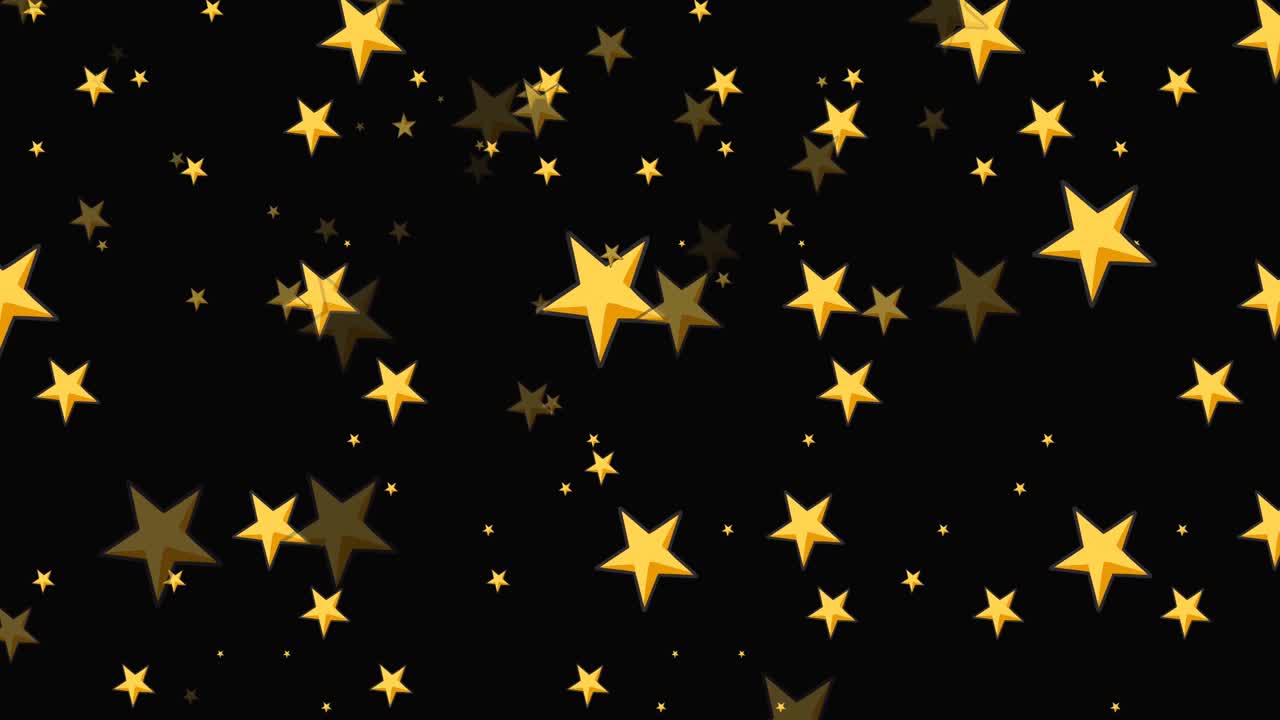 animación de estrellas doradas de navidad cayendo sobre un fondo negro