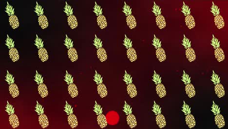 animación de varias piñas sobre un fondo rojo
