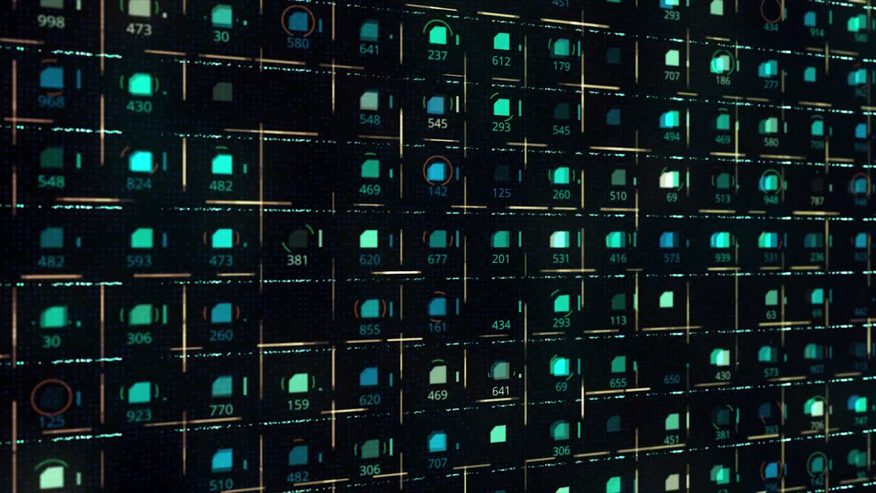 visualización digital abstracta con cuadrícula de datos