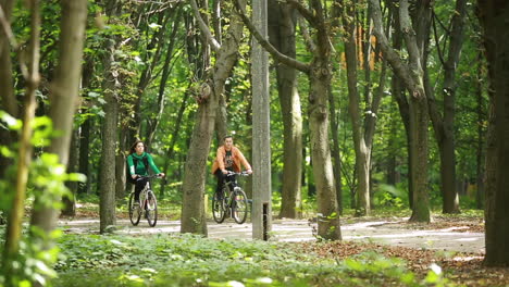 couple of romantic lovers cycling