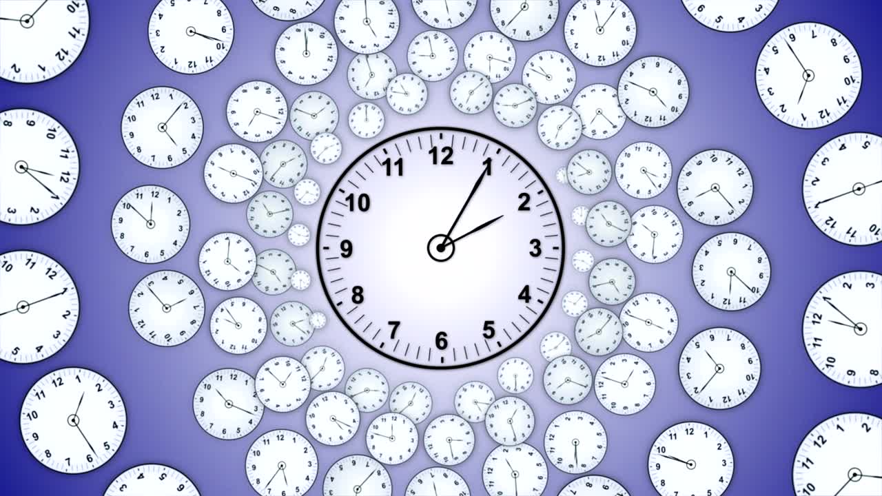 caída de relojes animación, concepto de tiempo, renderización, fondo, con canal alfa, bucle