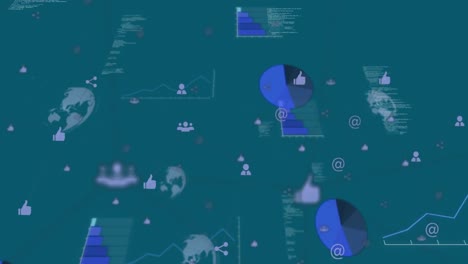 animación de la red de iconos digitales sobre el procesamiento de datos