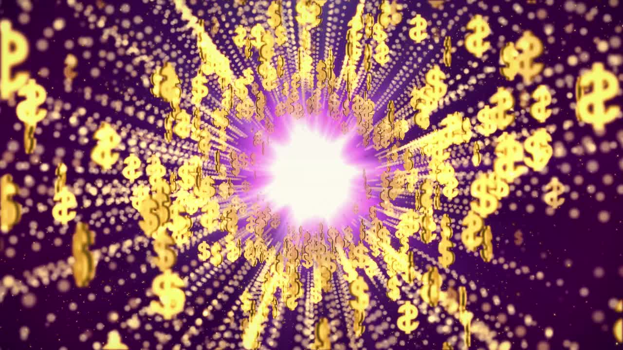 Golden 3d us dollar moving financial technology concept fintech electronic money cryptocurrency