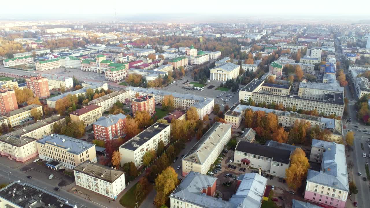 Aerial view of Yoshkar-Ola city at autumn day