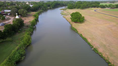 aerial footage of the pedernales river south of stonewall texas