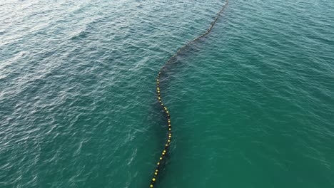 4K-60FPS-View-of-Protective-Shark-Net-in-Australia-Beach-Shark-Protection