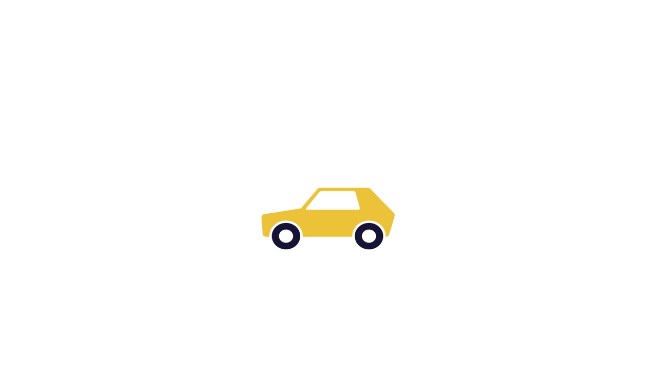 Animazione minimalista di un'auto gialla in movimento