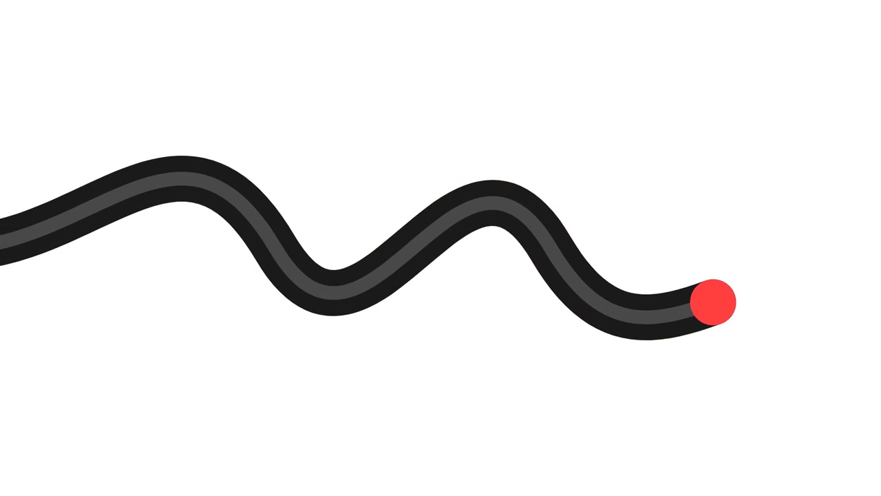 Punto rosso animato che si muove lungo una linea nera ondulata