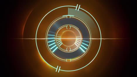 animation of scope scanning over orange circles