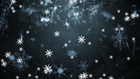 animación de la nieve cayendo sobre un fondo azul