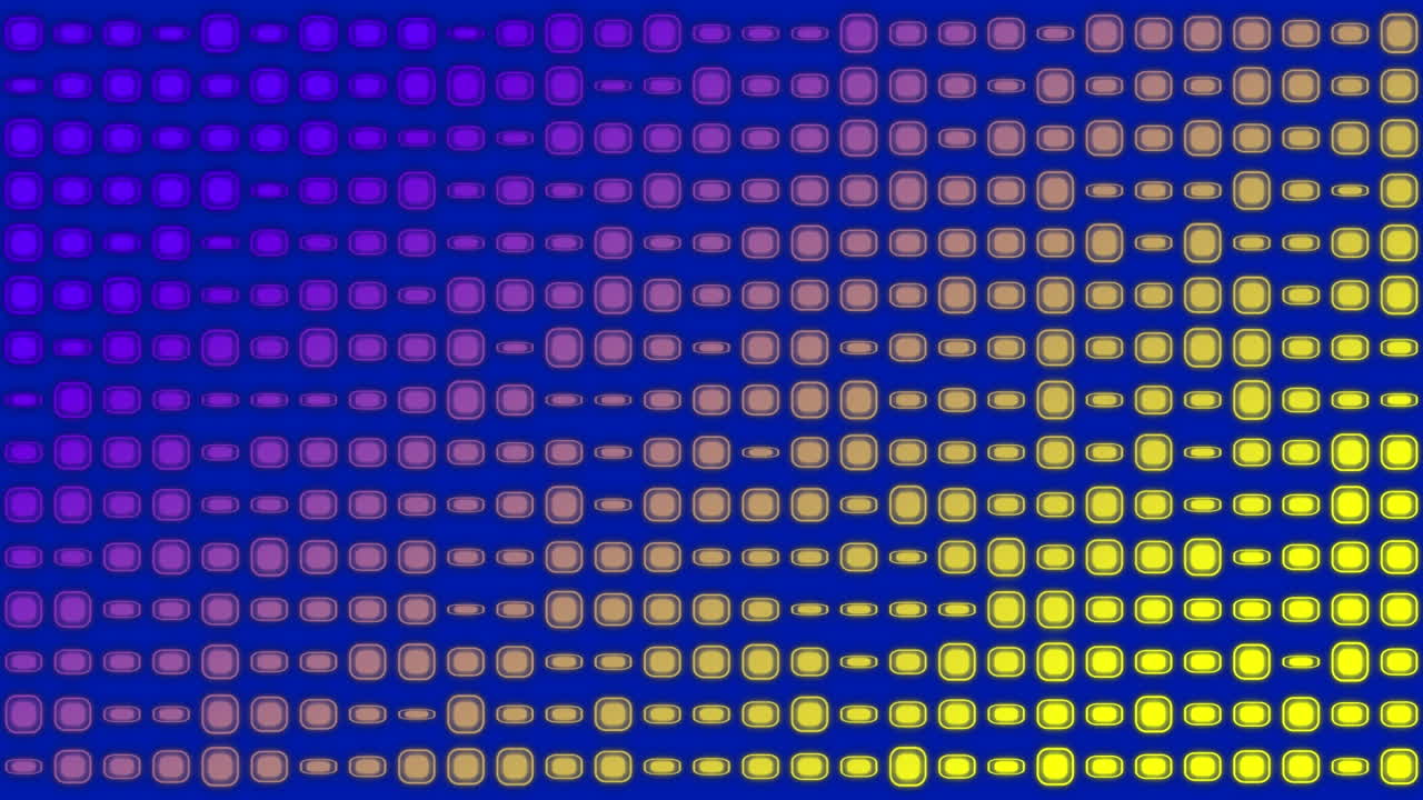 Animation of rows of flickering green discs on blue background
