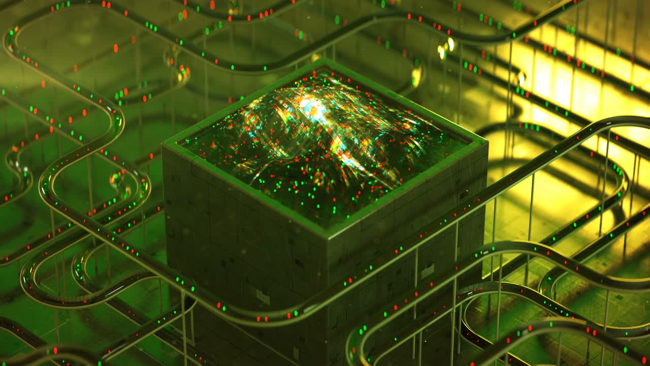 el dispositivo futurista está procesando la forma de onda en un bucle sin costuras de animación 3d.