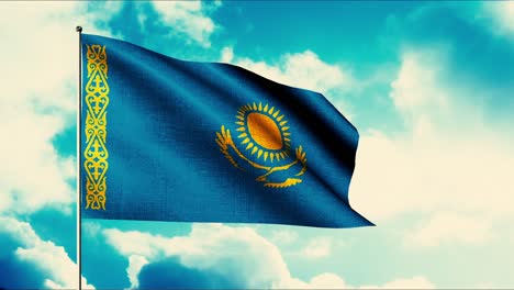 kazakhstan flag waving in the wind