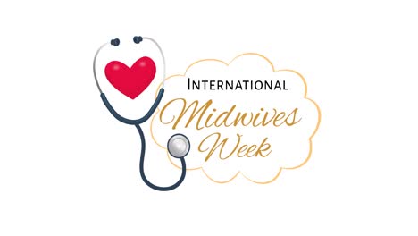 Animation-of-international-midwives-week-on-white-background