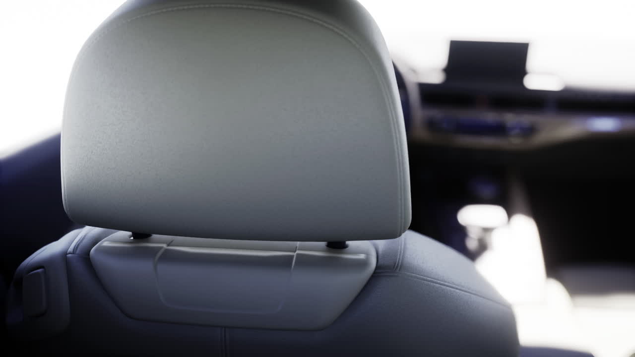 Seat view inside a modern vehicle showcasing a minimalistic interior style