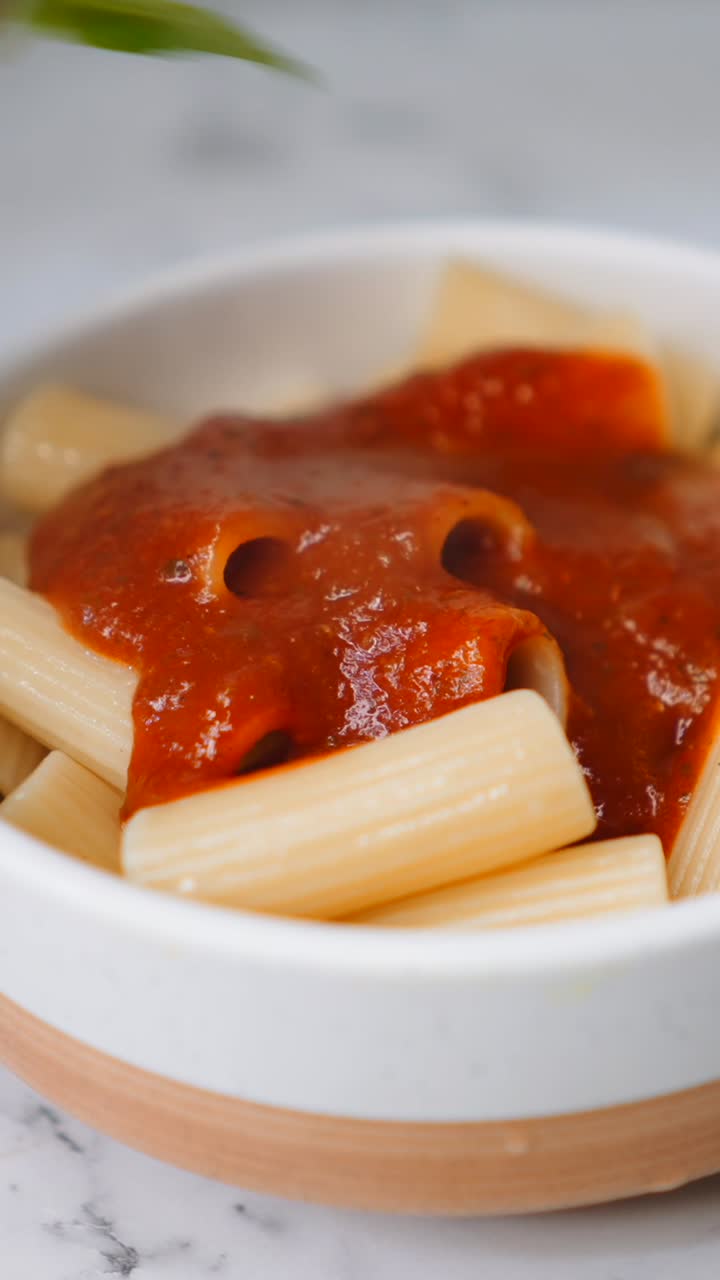 Rigatoni pasta with tomato sauce