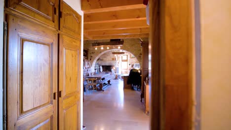 slow revealing shot of an antique-styled room within a private villa in france