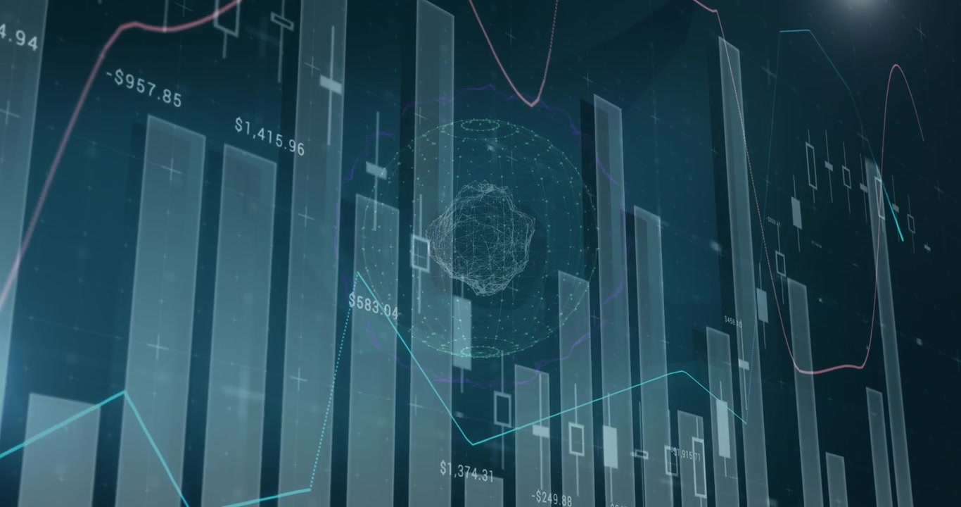 Animation of financial data processing and statistics