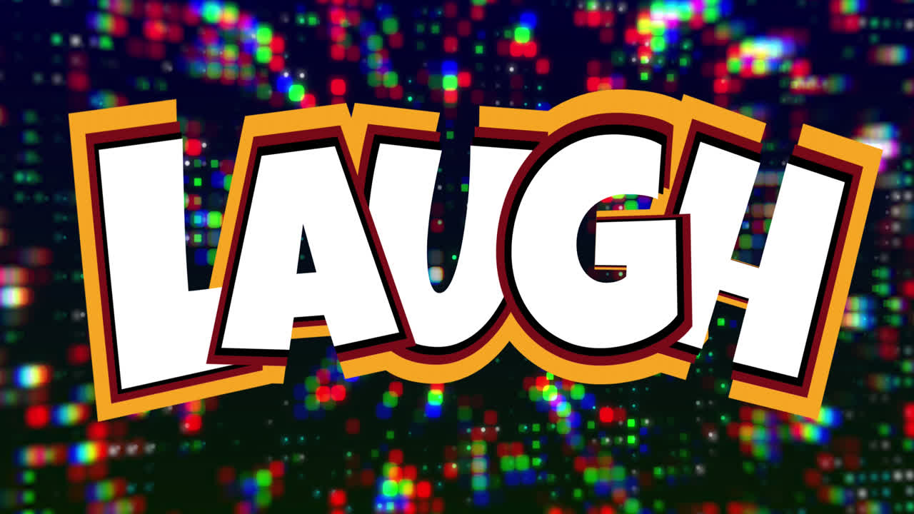 animación de risa sobre fondo negro con luces