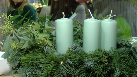 advent wreath of needles and candles