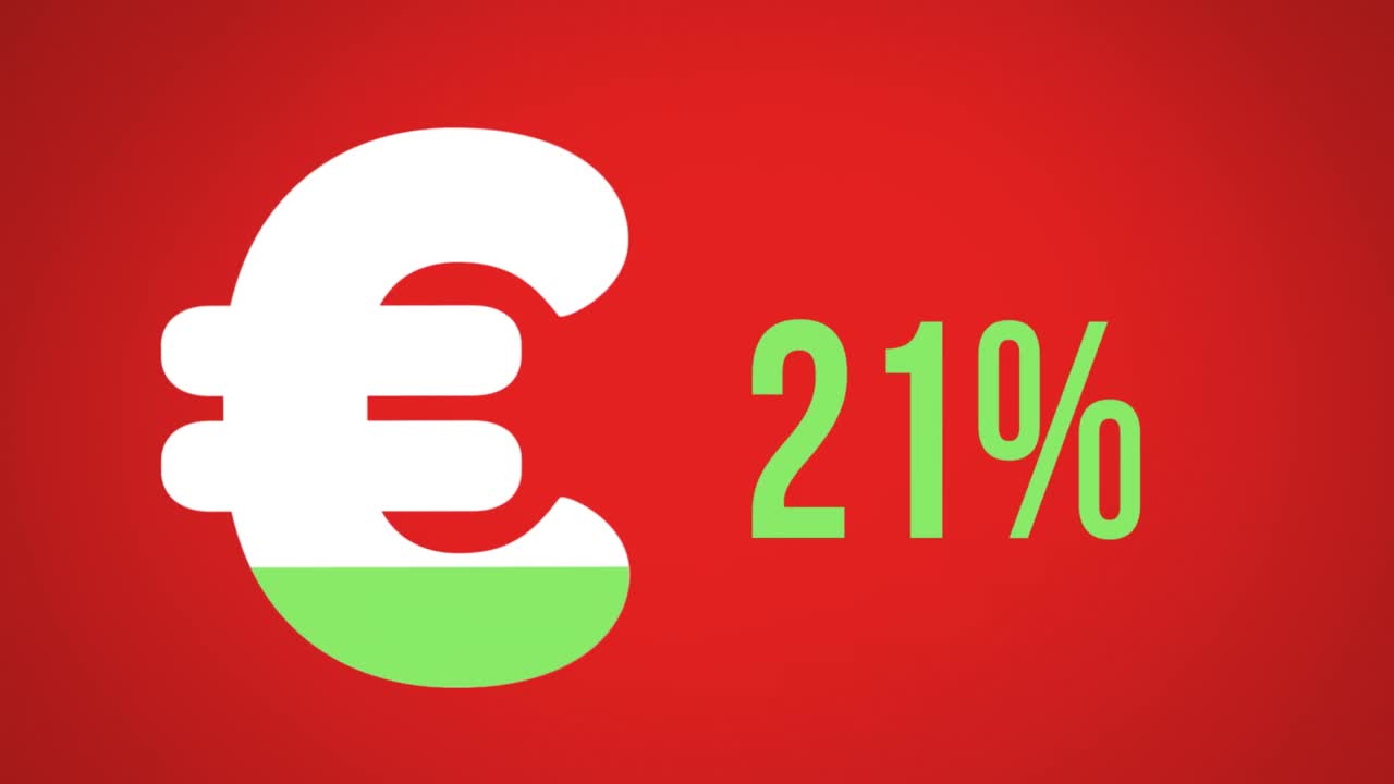 símbolo del euro y números que se llenan de color