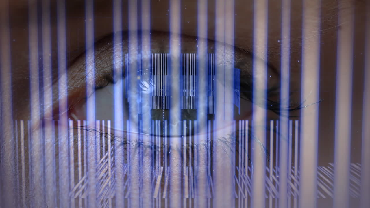 hembra abierto ojo cerrado con códigos de barras