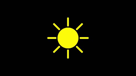 sunshine icon animation with black background. animation with alpha (transparent background) for easy use in your video! format: quiktime. channels: rgb+alpha. video codec: apple prores 4444. depth: millions of colors+. icon design. video animation. brigh