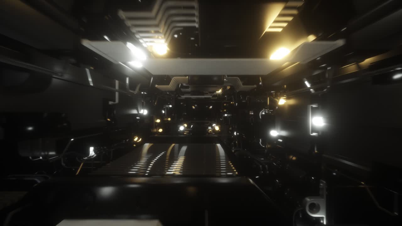 corredor negro futurista con luces brillantes