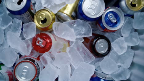 Cans and Bottles on Ice in a Cooler