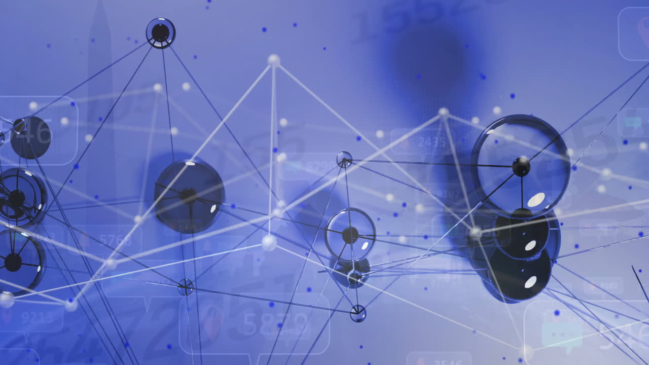 animación del procesamiento de datos a través de una red de conexiones