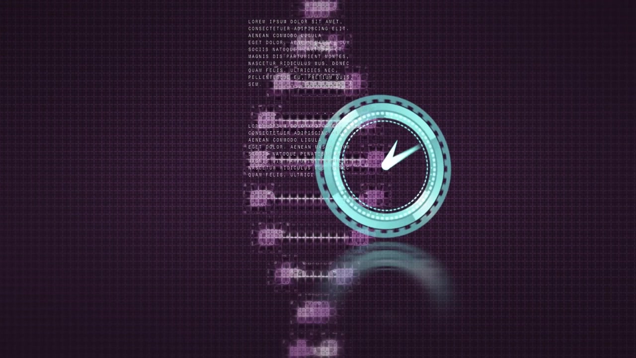 Digital DNA Helix Animation with Rotating Clock Interface