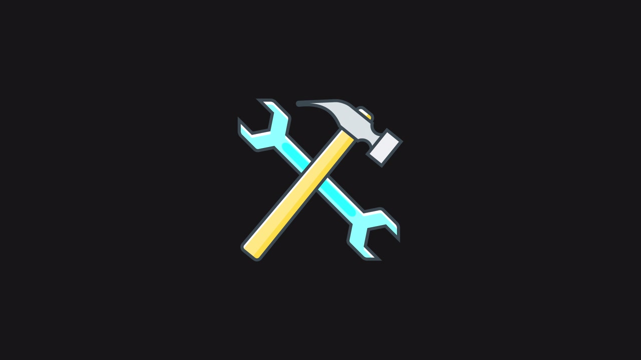 Animated Wrench and Hammer Tools Icon on Black Background