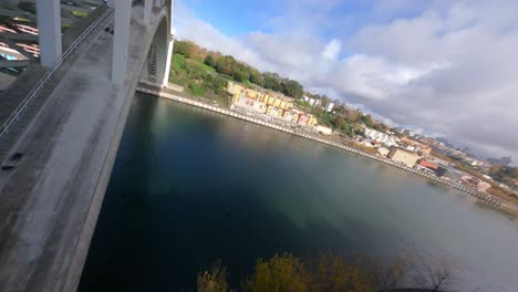 Arch-Arrabida-Puente-Porto-Portugal-Fpv-Drone-Sobrevuelo-Y-Bajo-Frente-Flip-Antena