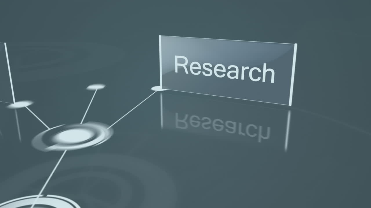 Digital animation of network of business concept texts against grey background