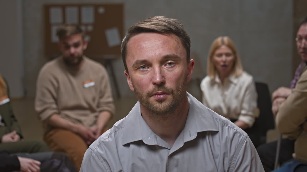 Depressed Man Crying on Camera