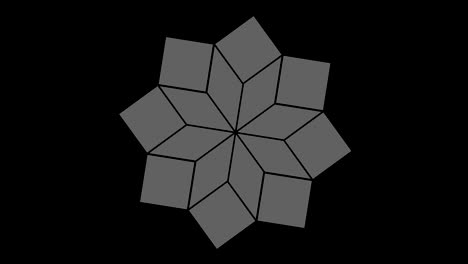 graphic object in black and white with stroboscopic and hypnotic effect, which rotates clockwise decreasing the size from full screen to disappearing in the center, in 16: 9 video format