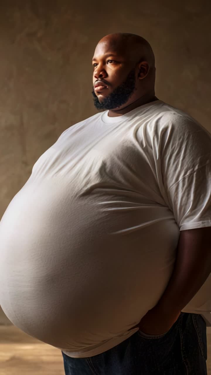 Portrait of a Thoughtful Individual Reflecting on Life with a Distinct Accentuated Shape and a Calm Demeanor in a Softly Lit Environment