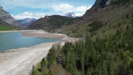 breathtaking aerial view of mountains surrounding a lake