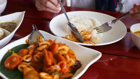 delicious meal of squid and rice