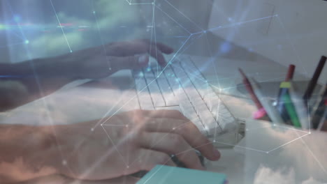 animación de la red de conexiones a través de las manos utilizando computadora