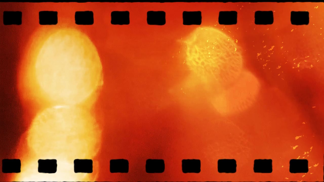Vintage-Filmrollen-Overlay mit roten und orangefarbenen Lichtlecks