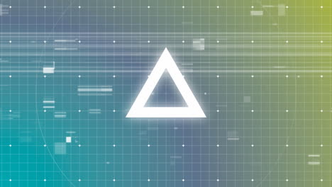 White triangle pulsing with white circle against grid pattern