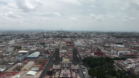 aerial viewo f puebla cathedral and city