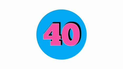 number 40 forty sign symbol animation motion graphics on white background,4k cartoon video number for video elements