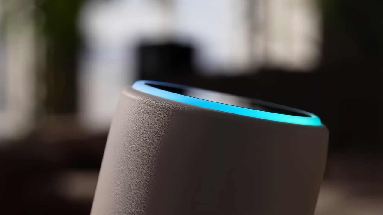 Modern Electronic Device with Glowing Light Ring