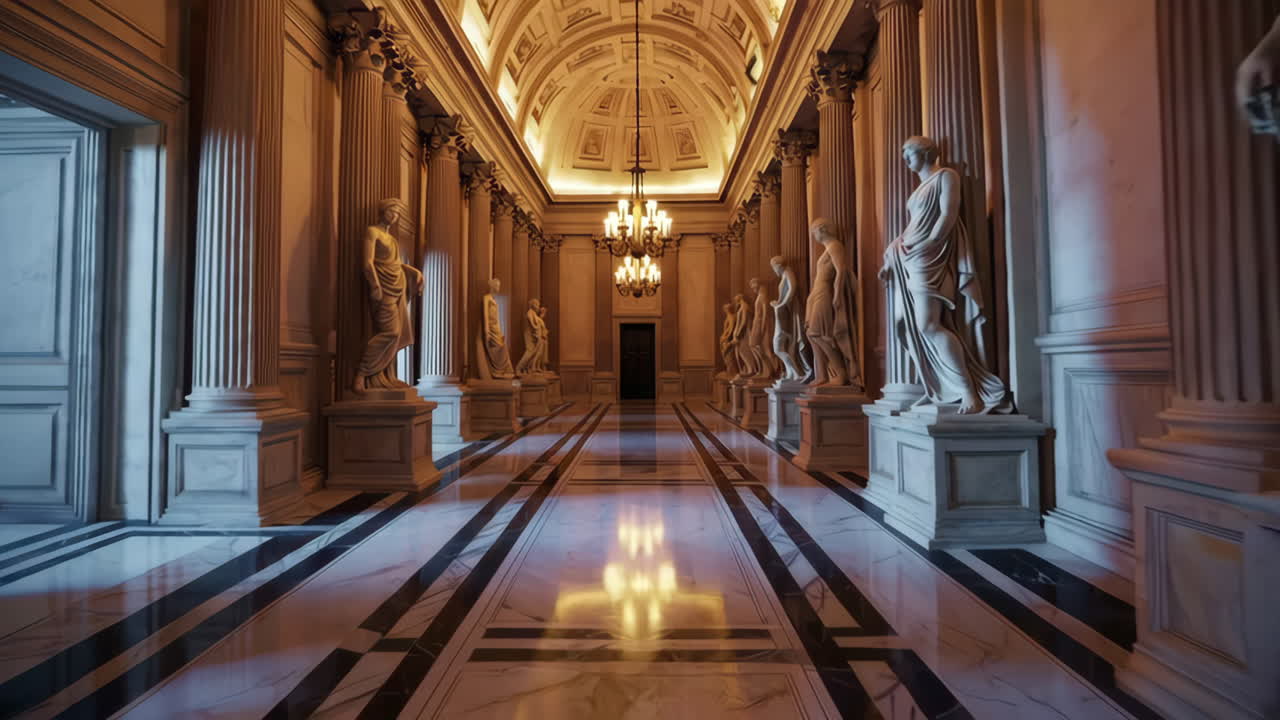 Majestic Classical Hallway with Statues
