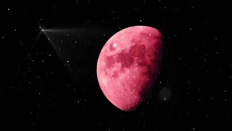 Luna-Roja-O-Luna-De-Sangre-Salpicada-De-Estrellas-En-El-Cosmos,-Espacio