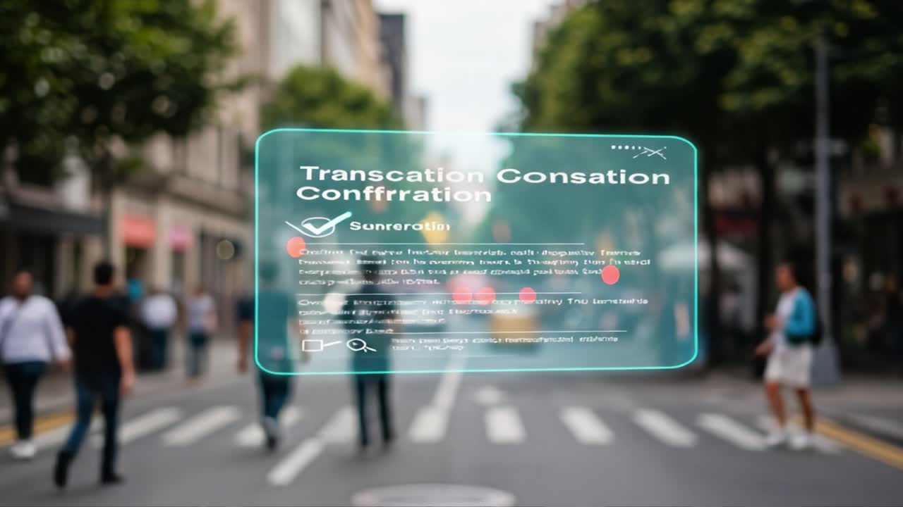 Augmented Reality Transaction Confirmation Display on a City Street