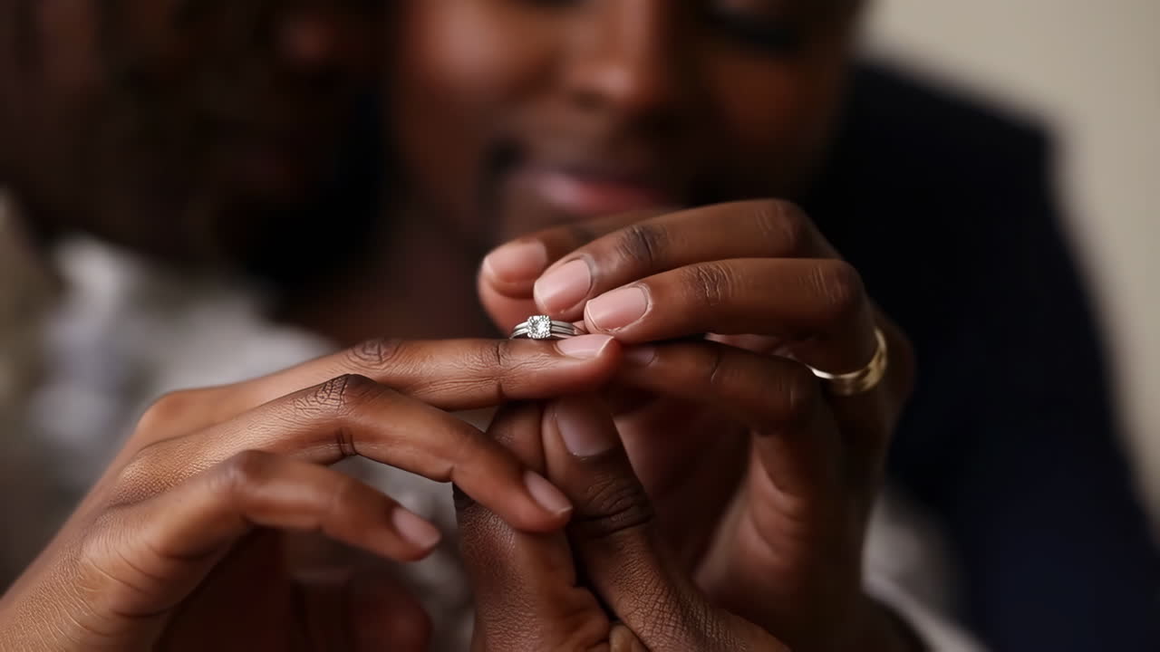 Engagement Ring on Couple's Hands